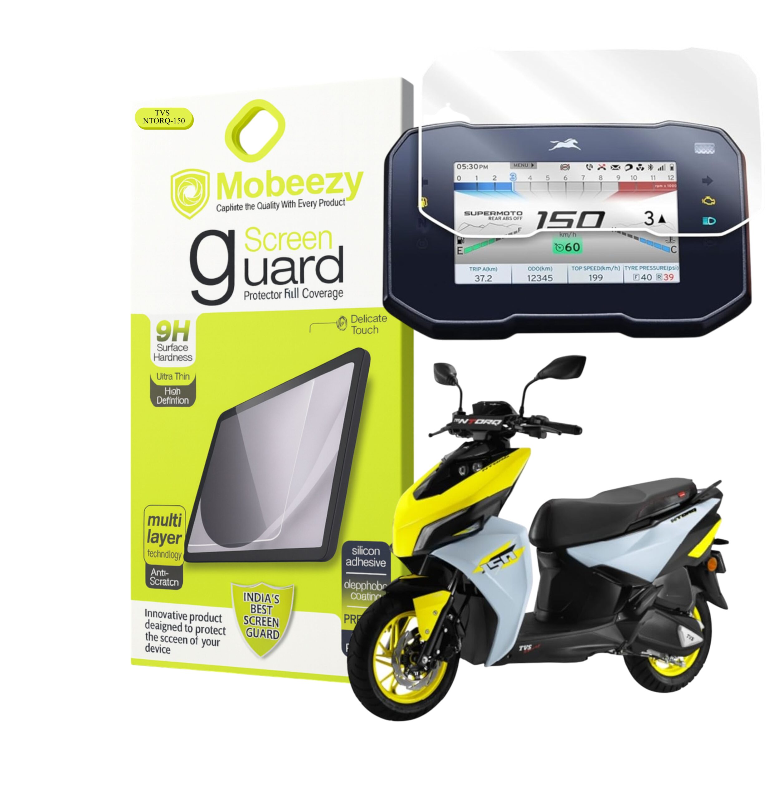 Mobeezy Edge To Edge Tempered Glass For TVS Ntorq-150