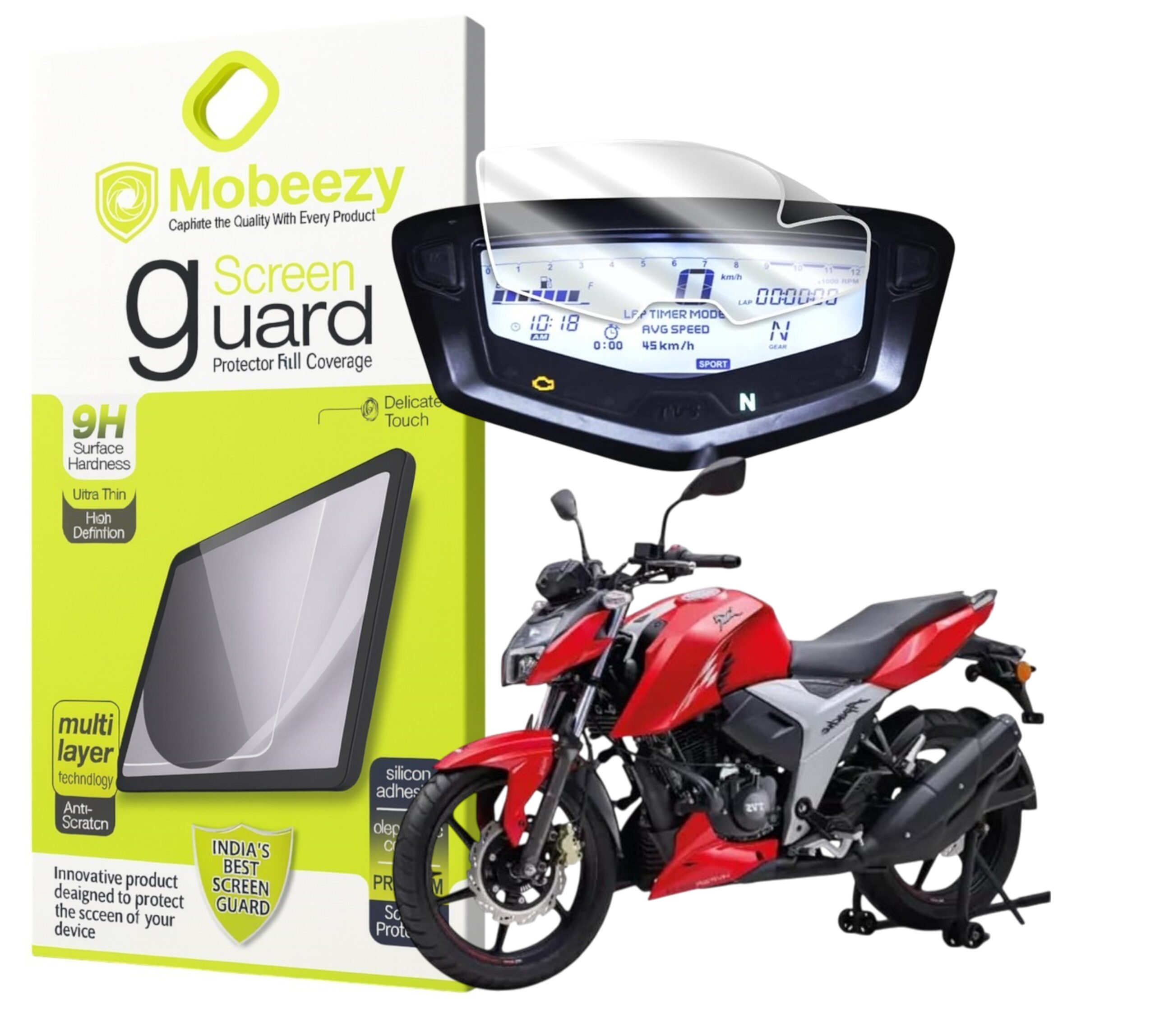Mobeezy Edge To Edge Tempered Glass For TVS Apache