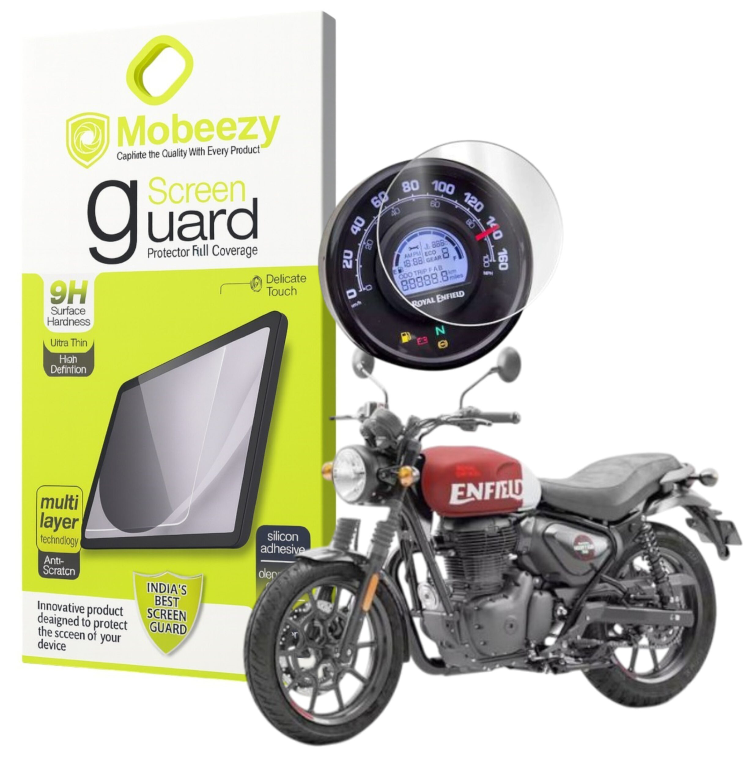 Mobeezy Edge To Edge Tempered Glass For Royal Enfield Hunter 350