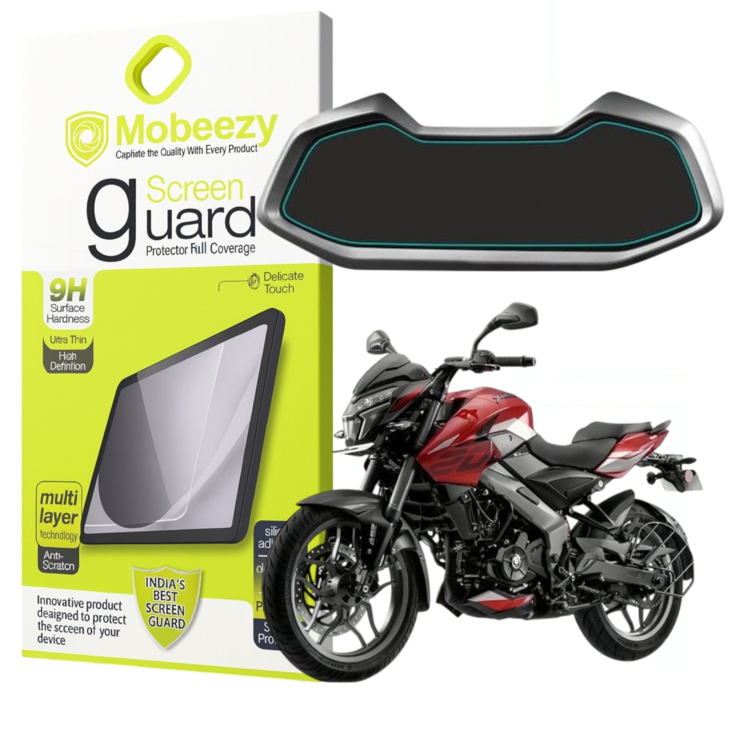Mobeezy Edge To Edge Tempered Glass For  New Bajaj Pulsar NS200 2024
