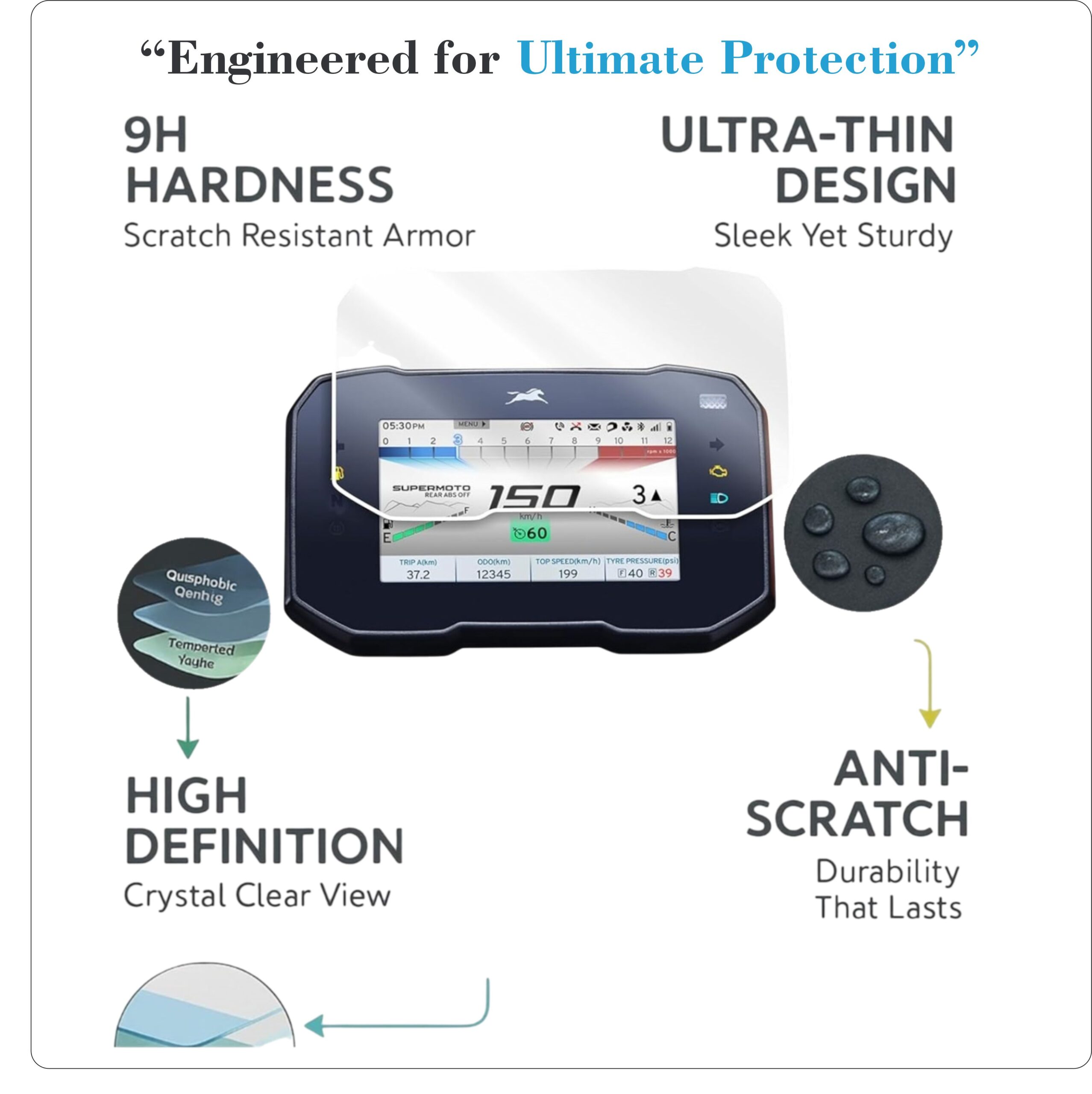 Mobeezy Edge To Edge Tempered Glass For TVS Ntorq-150