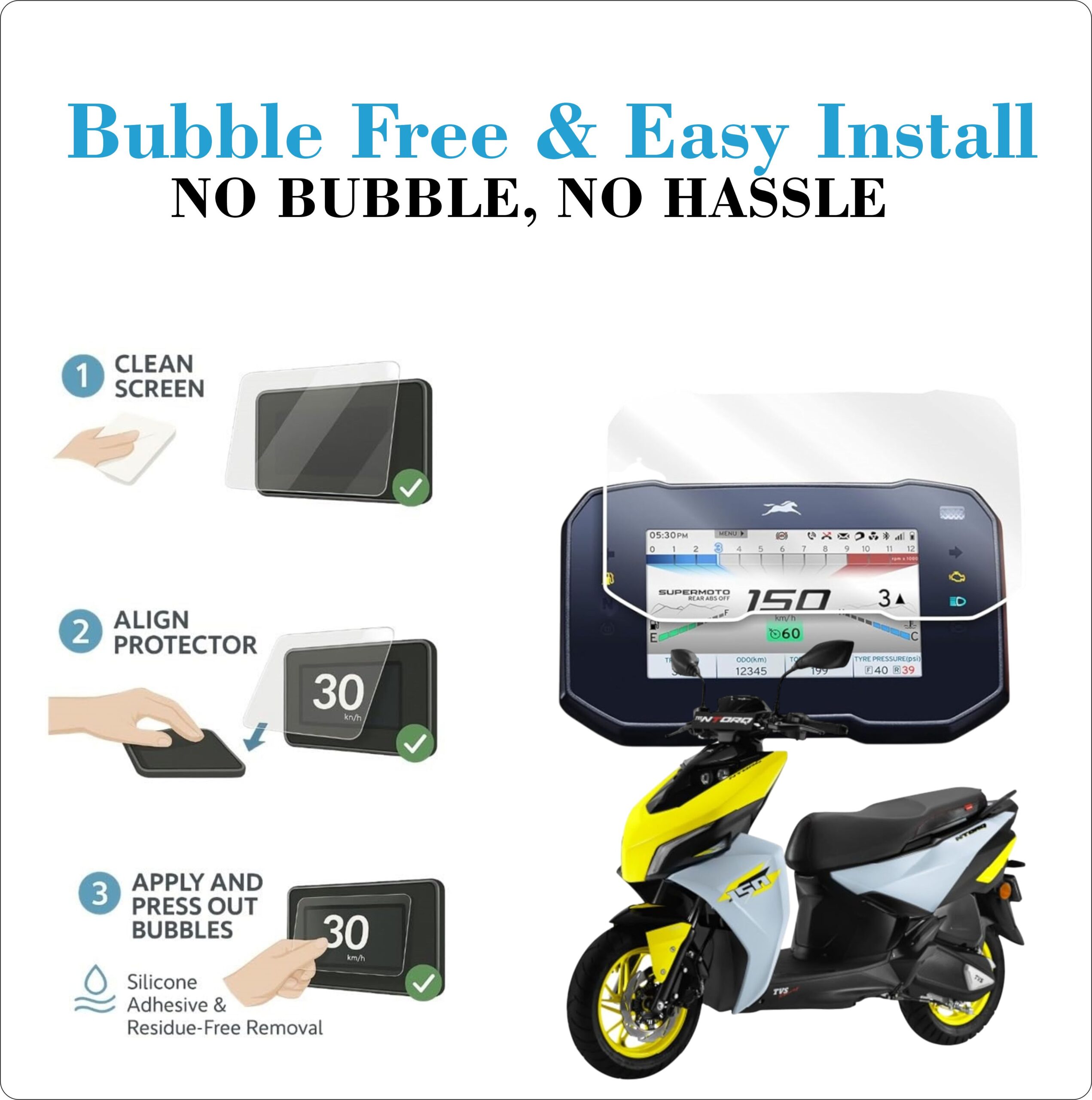 Mobeezy Edge To Edge Tempered Glass For TVS Ntorq-150