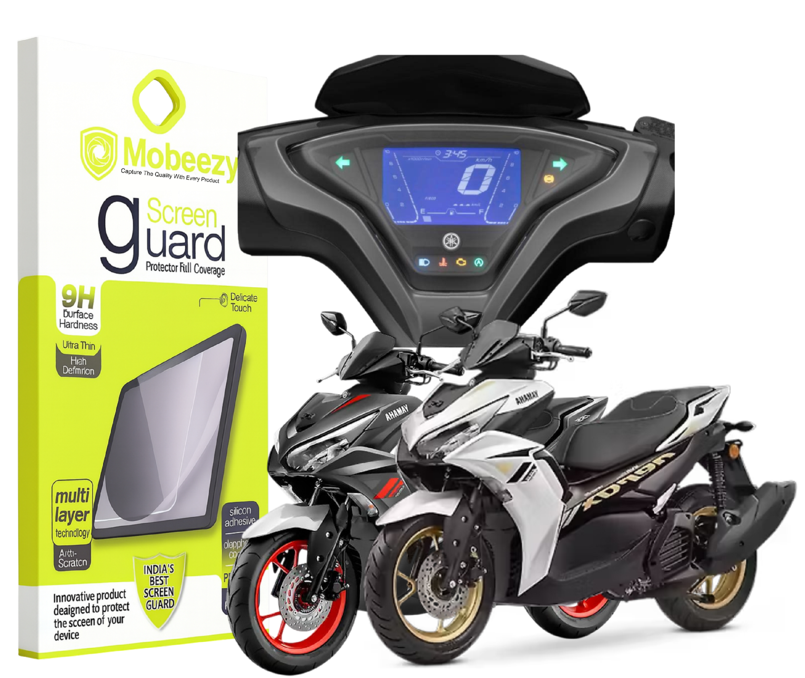 Mobeezy Edge To Edge Tempered Glass For Yamaha Aerox 155