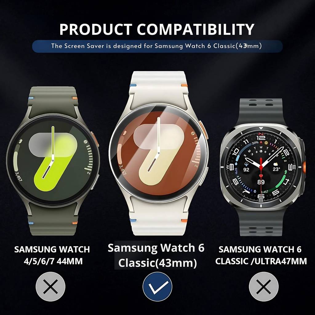 Mobeezy Edge To Edge Screen Guard For Samsung Watch 4,5,6,7,8,FE (40MM) (Pack of 2)