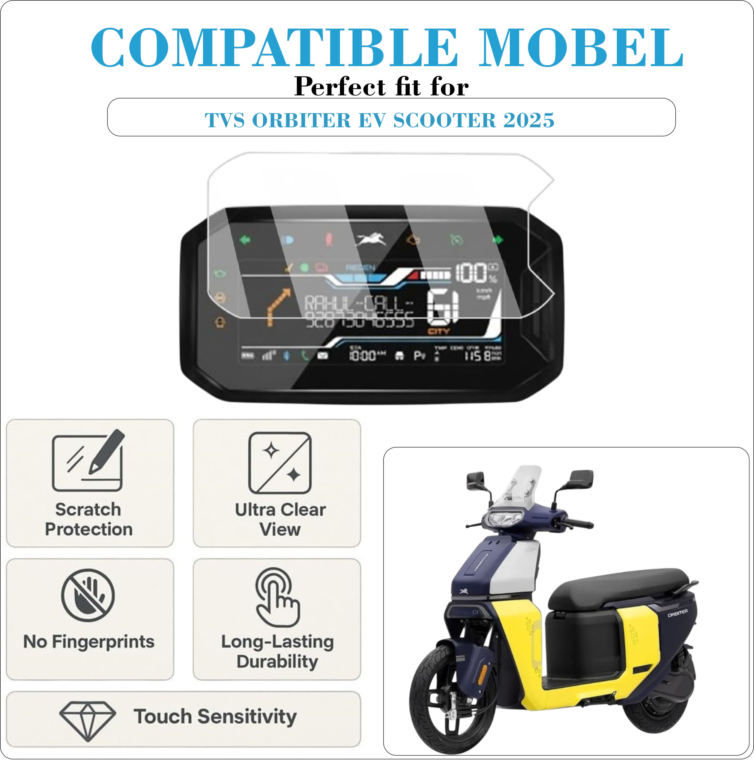 Mobeezy Edge To Edge Tempered Glass For TVS Orbite