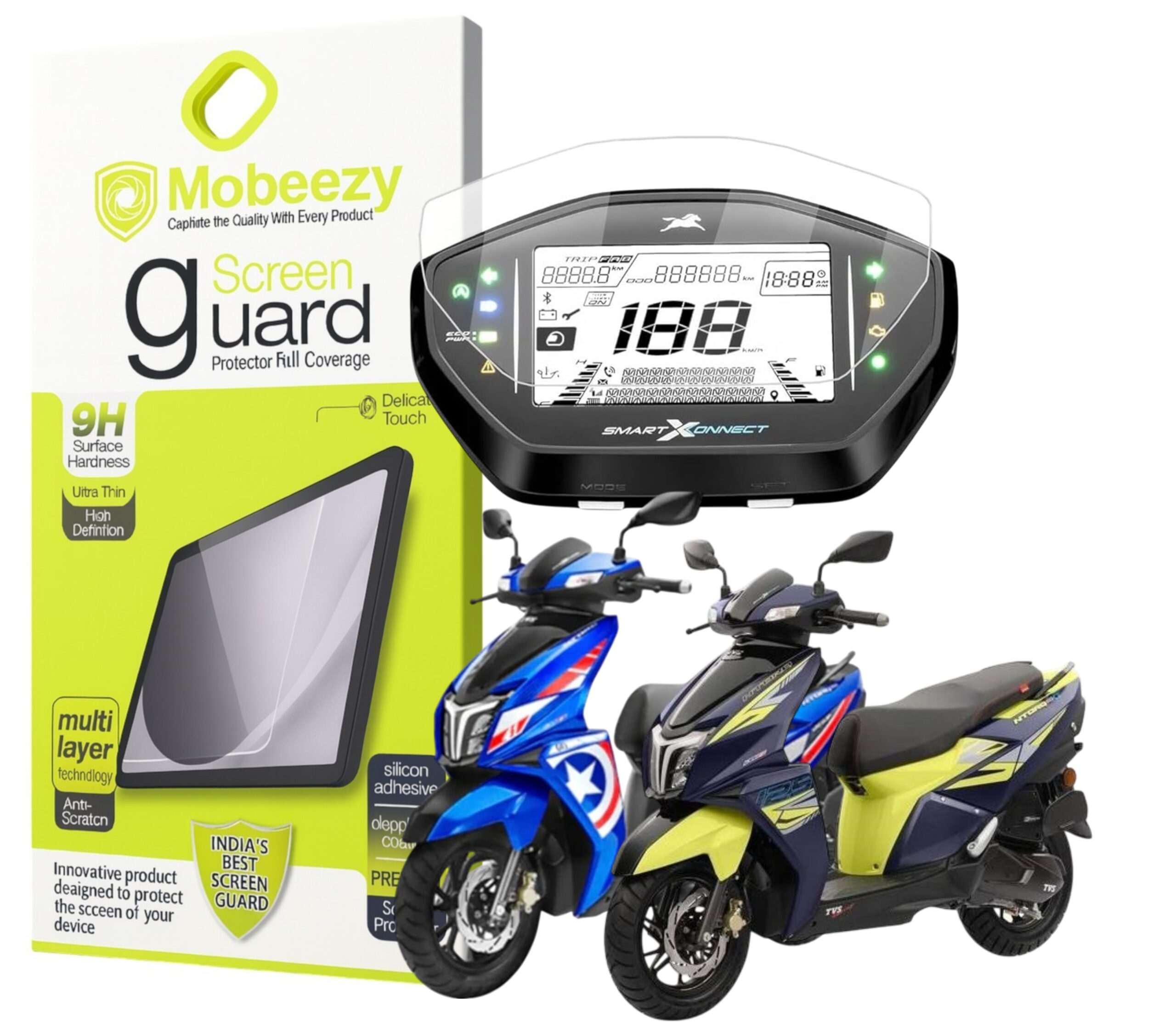 Mobeezy Edge To Edge Tempered Glass For TVS Ntorq 125