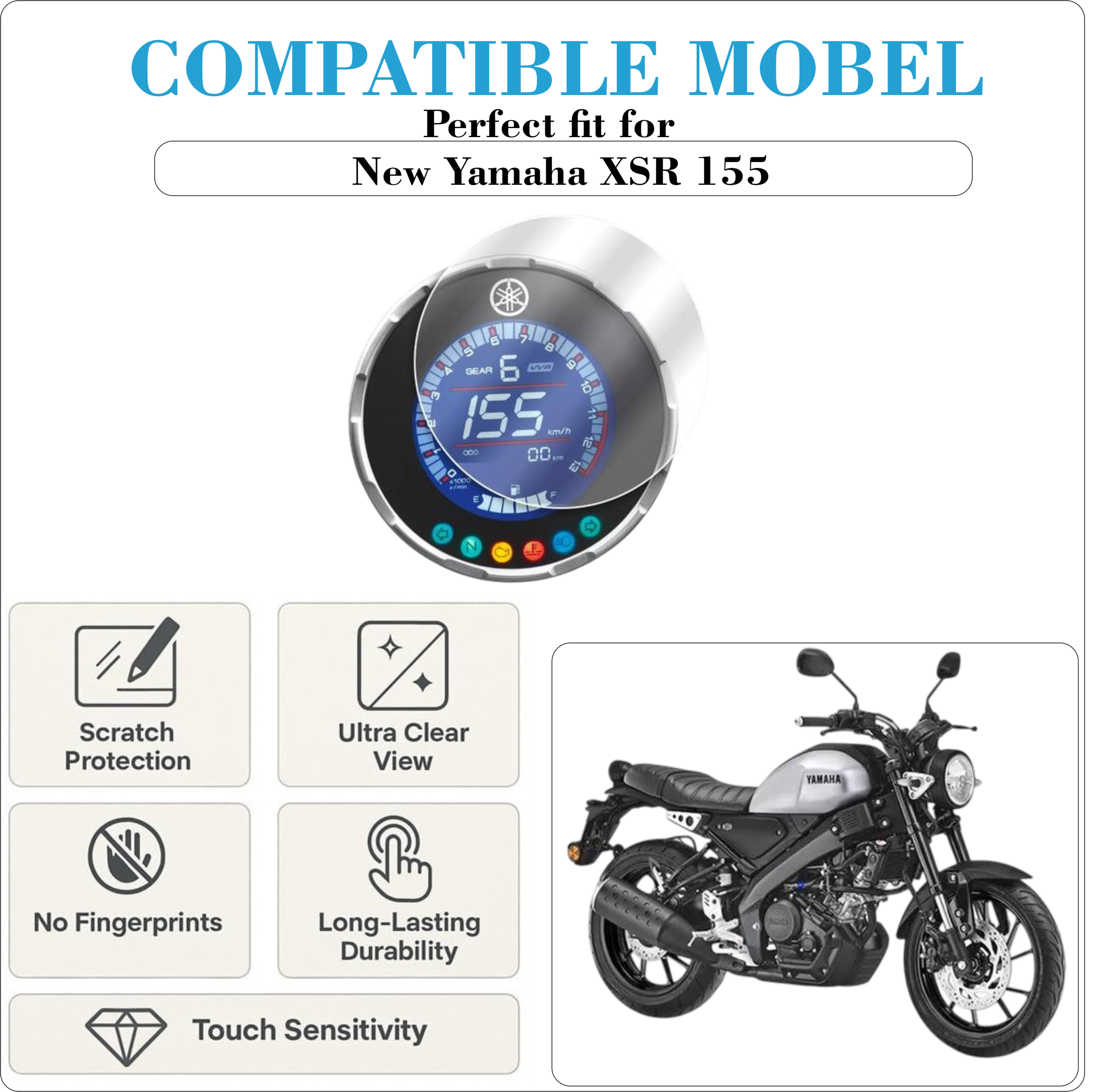 Mobeezy Edge To Edge Tempered Glass For Yamaha XSR 155