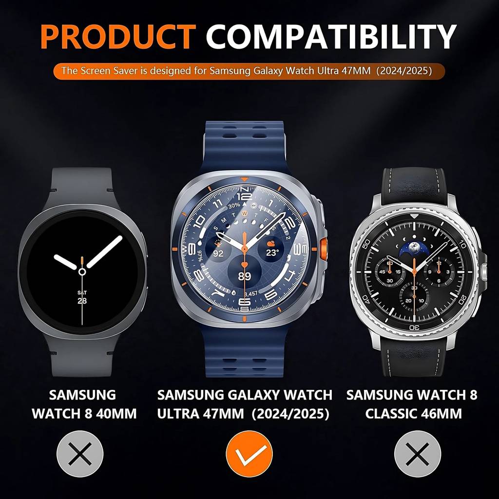 Mobeezy Edge To Edge Screen Guard For Samsung Watch 6 Classic,8,7Ultra (47mm)(Pack of 2)