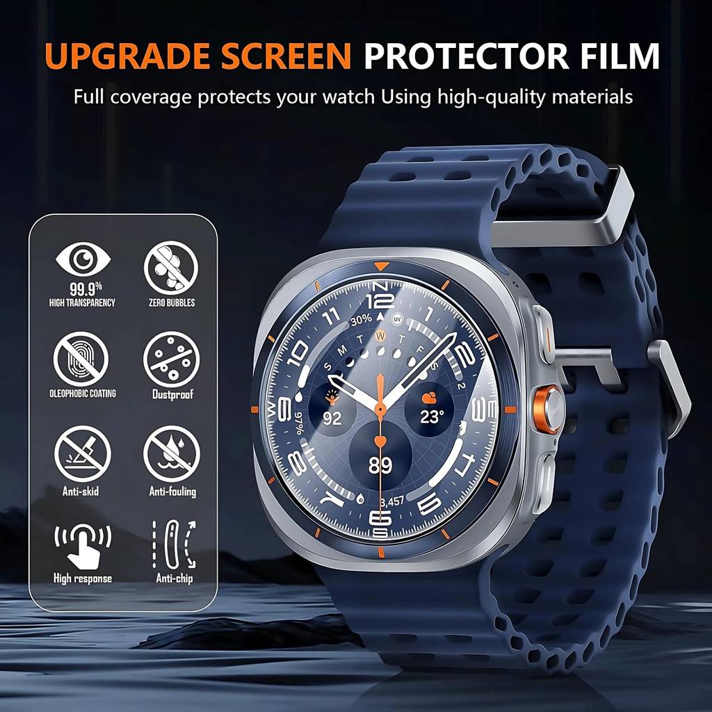 Mobeezy Edge To Edge Screen Guard For Samsung Watch 6 Classic,8,7Ultra (47mm)(Pack of 2)