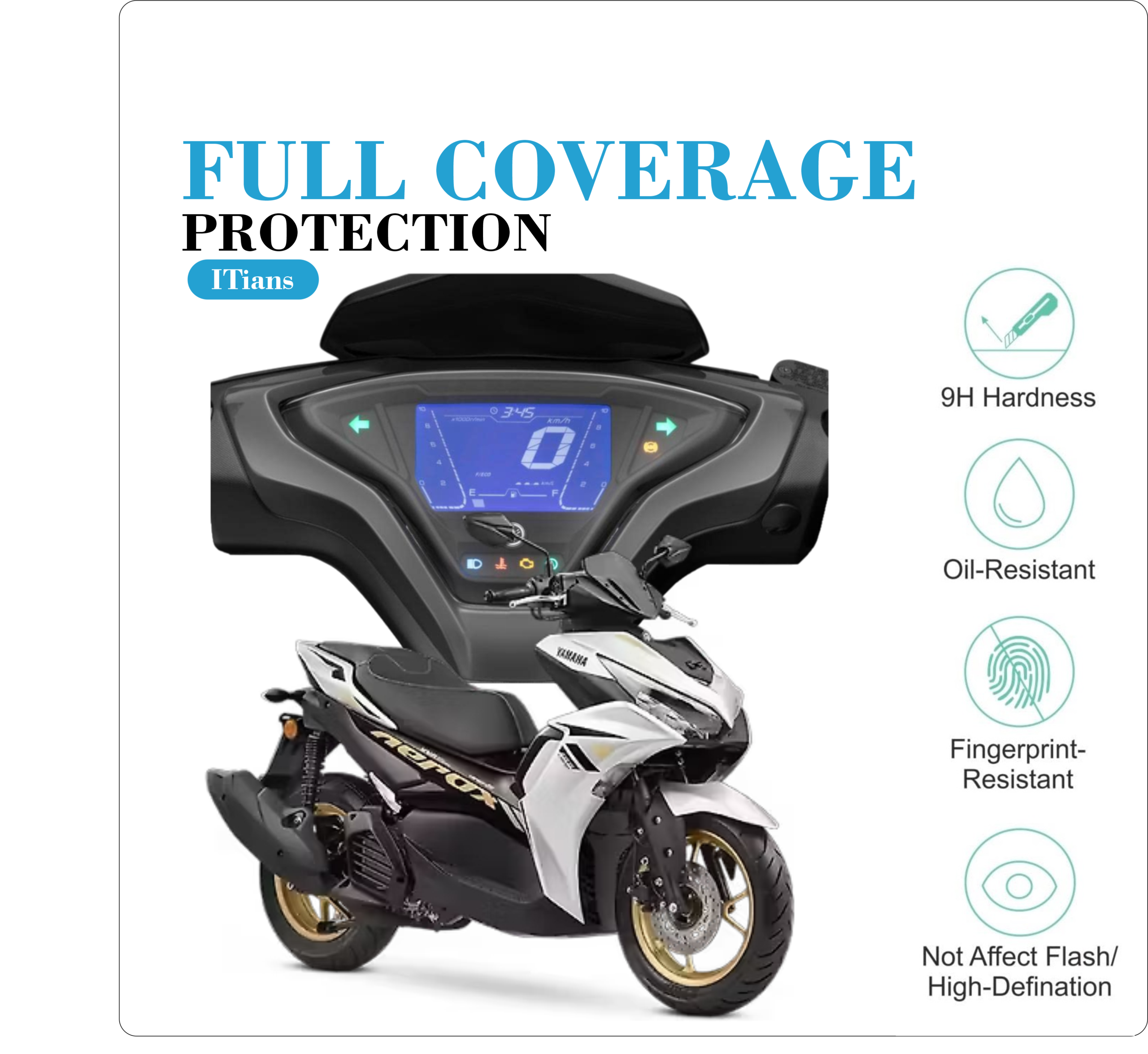 Mobeezy Edge To Edge Tempered Glass For Yamaha Aerox 155