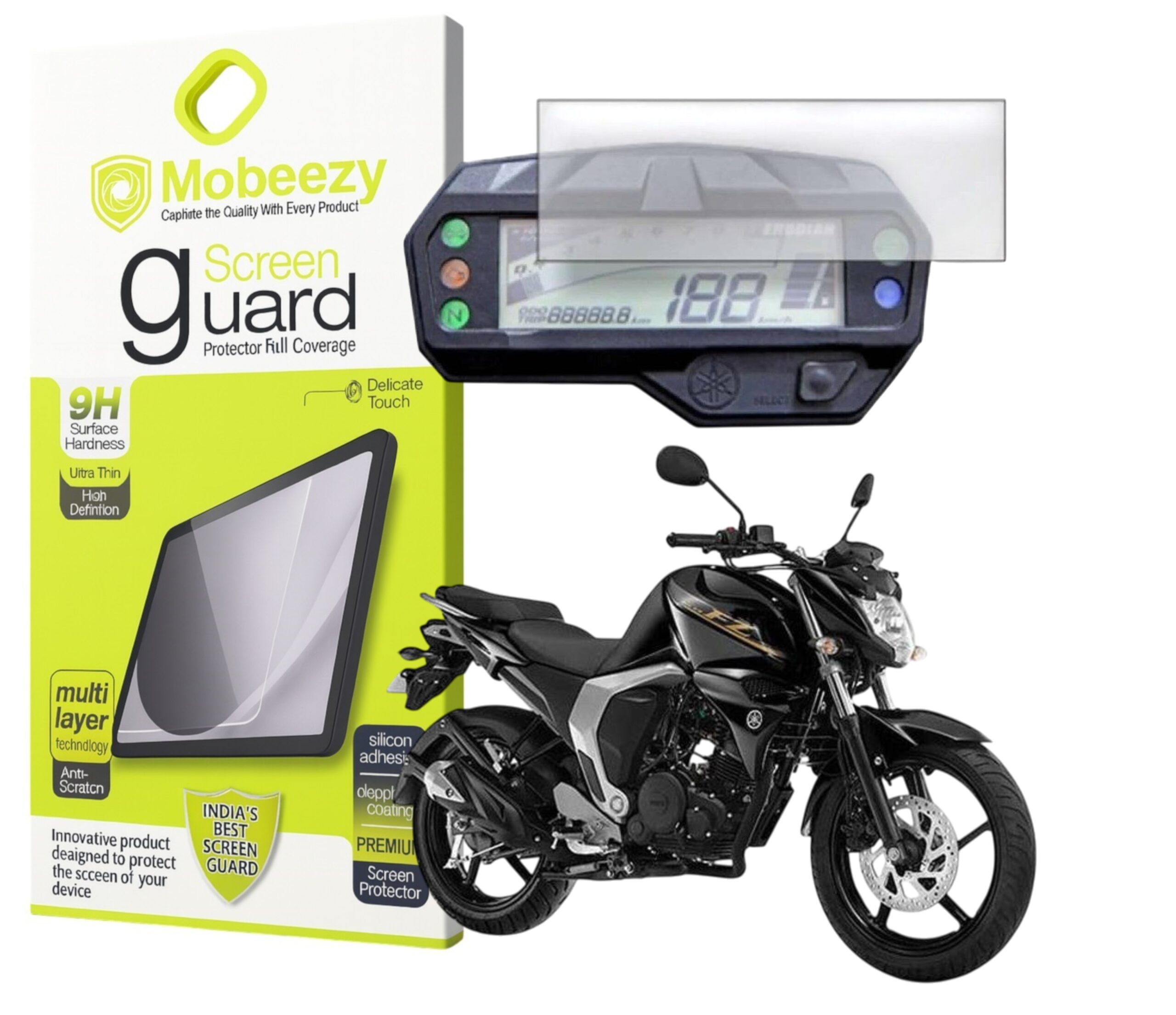 Mobeezy Edge To Edge Tempered Glass For Yamaha V2