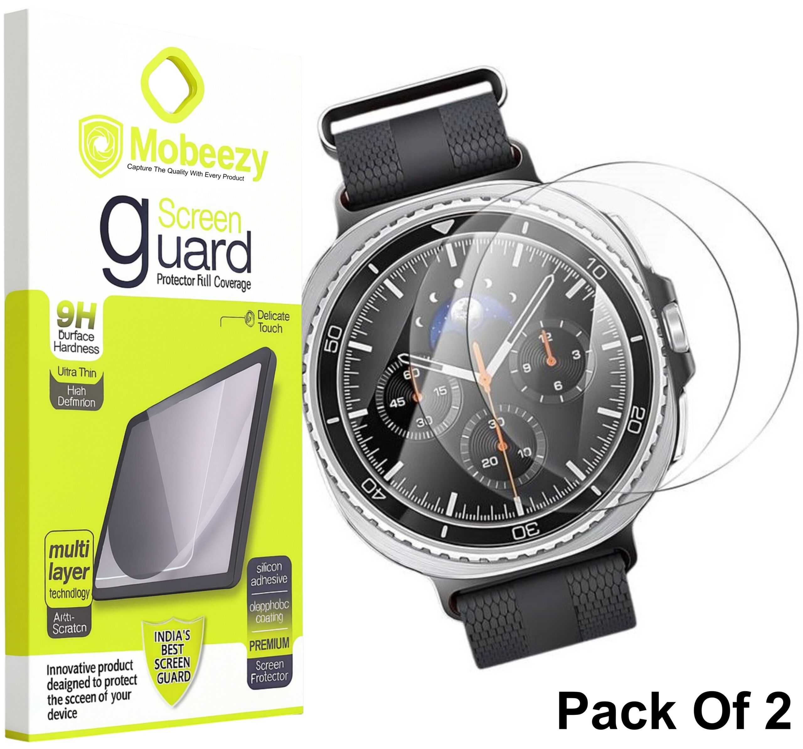 Mobeezy Edge To Edge Screen Guard For Samsung Galaxy Watch 4,8 Classic (46mm) (Pack of 2)
