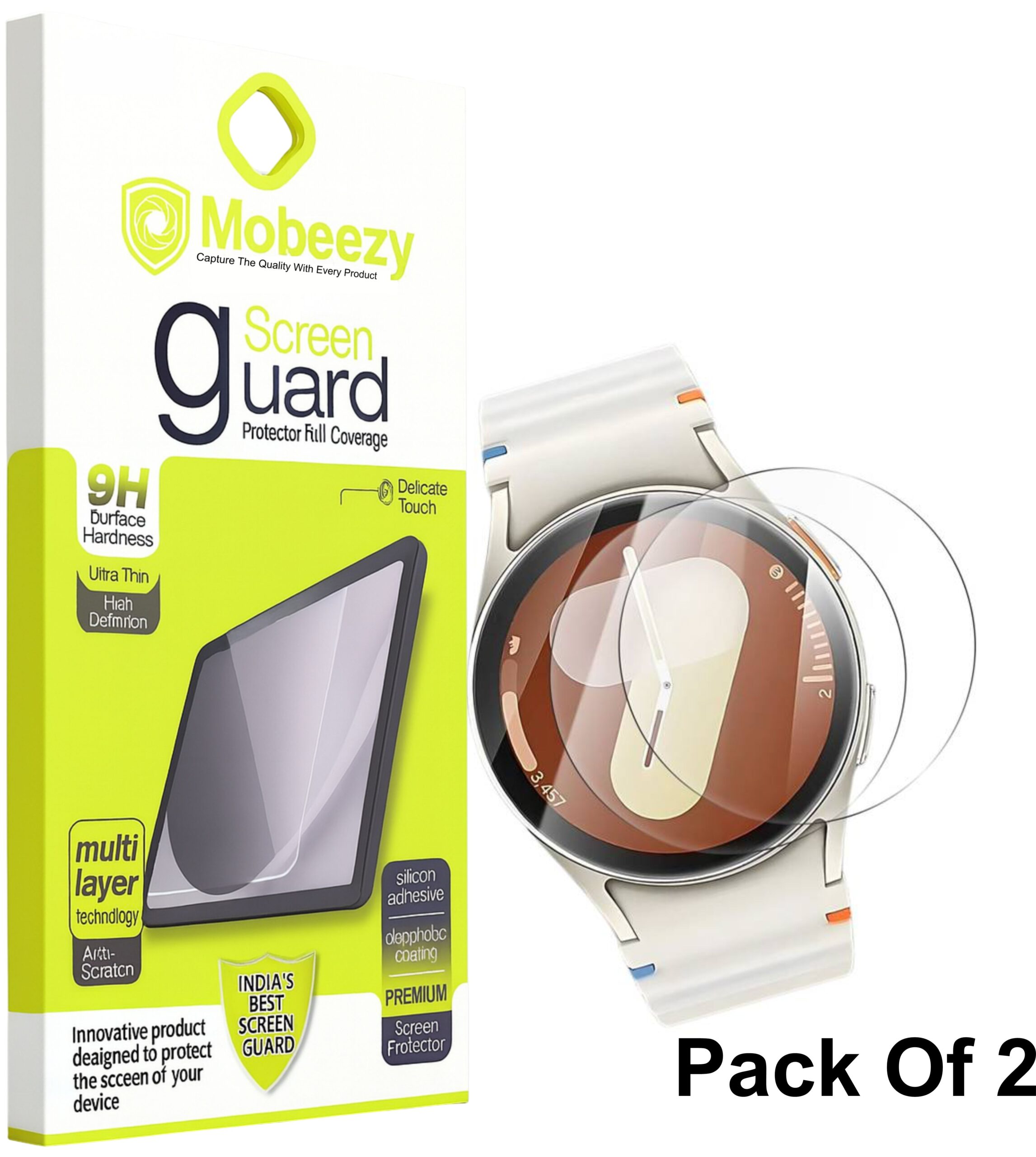 Mobeezy Edge To Edge Screen Guard For Samsung Watch 4,5,6,7,8,FE (40MM) (Pack of 2)