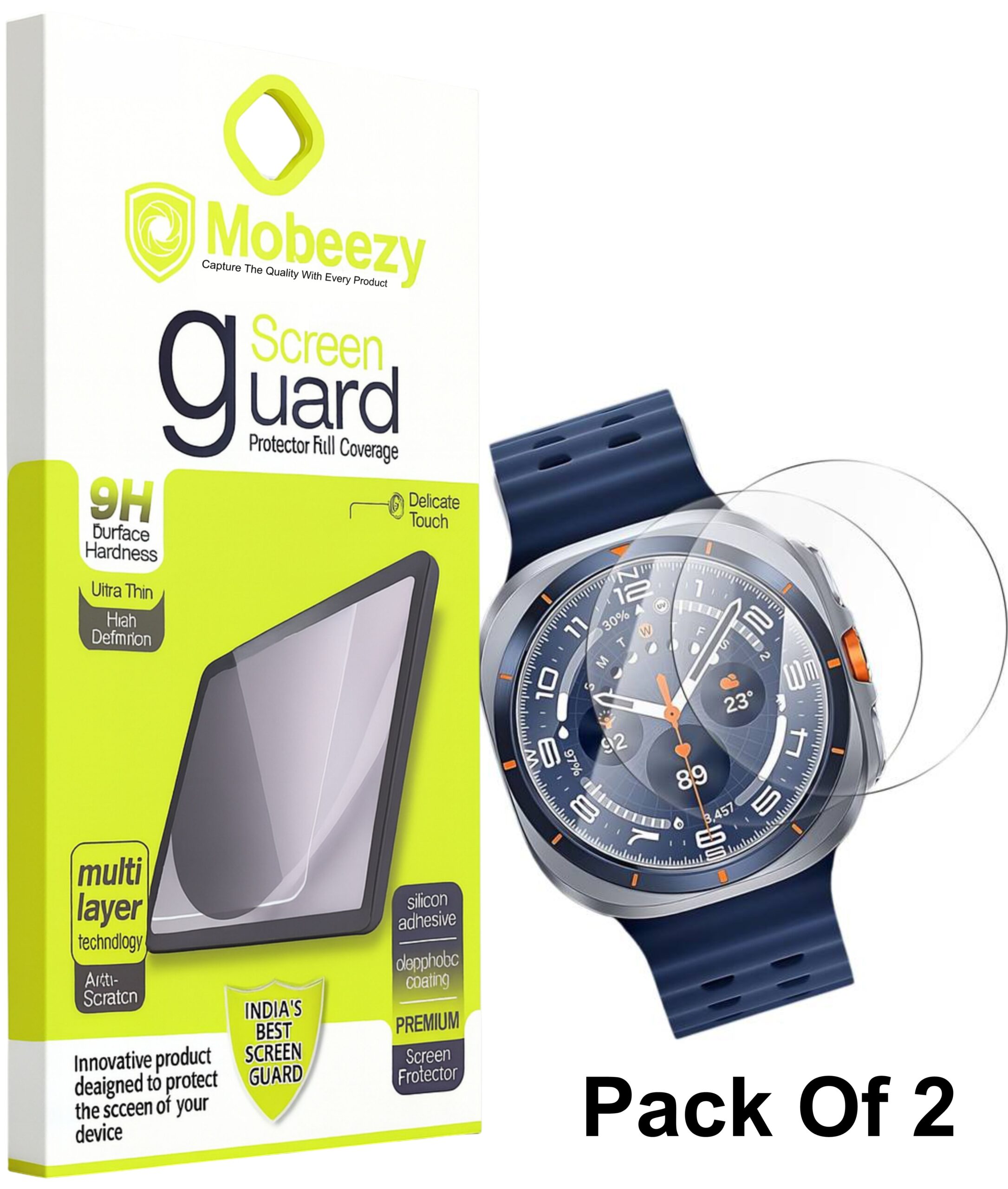 Mobeezy Edge To Edge Screen Guard For Samsung Watch 6 Classic,8,7Ultra (47mm)(Pack of 2)